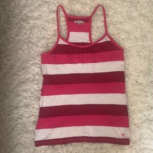 Y2K AE Pink White Stripe Tank Top